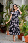 Stylish Women's Pure Cotton Feeding Kurti Gown Maternity Dress Nursing Kurti and All Over Printed Pregnancy Dress Comfortable and Fashionable Maternity Wear for Women - Black